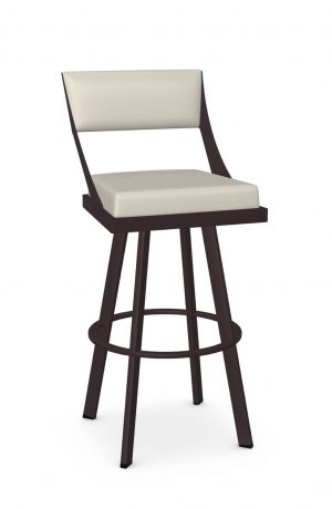 Amisco's Fame Swivel Brown Bar Stool with Oyster Cream Seat and Back Padding