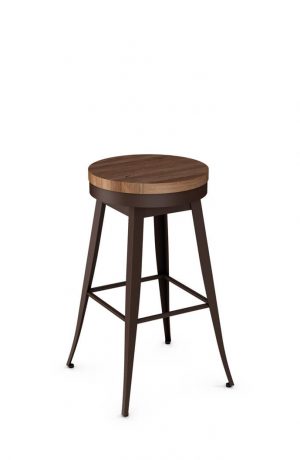 Amisco Grace Swivel Backless Stool with Wood Seat