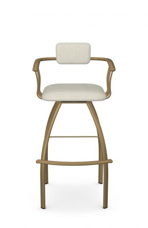 Amisco's Kris Modern Swivel Bar Stool in Gold with Arms