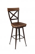 Amisco Kyle Swivel Stool with Wood Seat and Cross Backrest