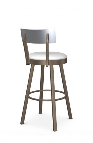 Amisco's Lauren Modern Bronze Swivel Bar Stool with Stainless Low Back and Seat Cushion - Back View