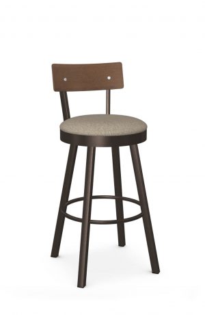 Amisco's Lauren Modern Brown Swivel Bar Stool with Low Wood Back