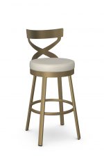 Amisco's Lincoln Gold Modern Swivel Bar Stool with X Back Design and Round Seat Cushion