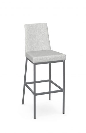 Amisco's Linea Modern Bar Stool Non-Swivel with High Back in Gray