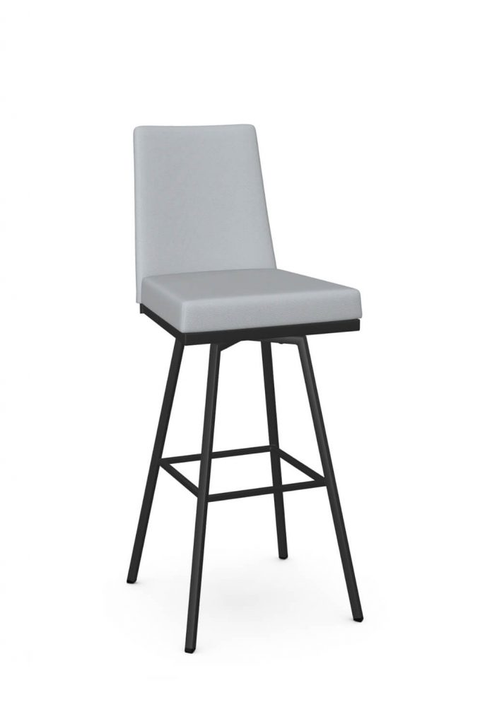 Amisco's Linea Modern Black Swivel Bar Stool with Blue Seat and Back Cushion