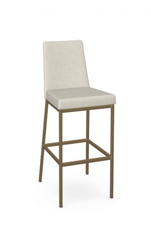 Amisco's Linea Modern Gold Stationary Bar Stool with High Back and Seat Cushion