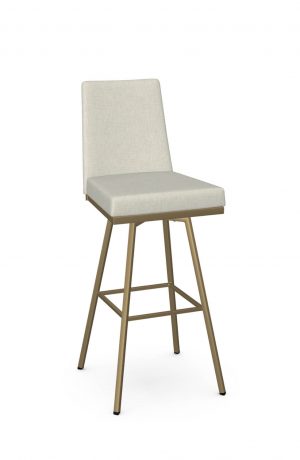 Amisco's Linea Modern Gold Swivel Bar Stool with Upholstered Back and Seat