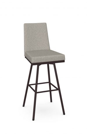 Amisco's Linea Modern Swivel Bar Stool in Brown Metal Finish and Brown Fabric