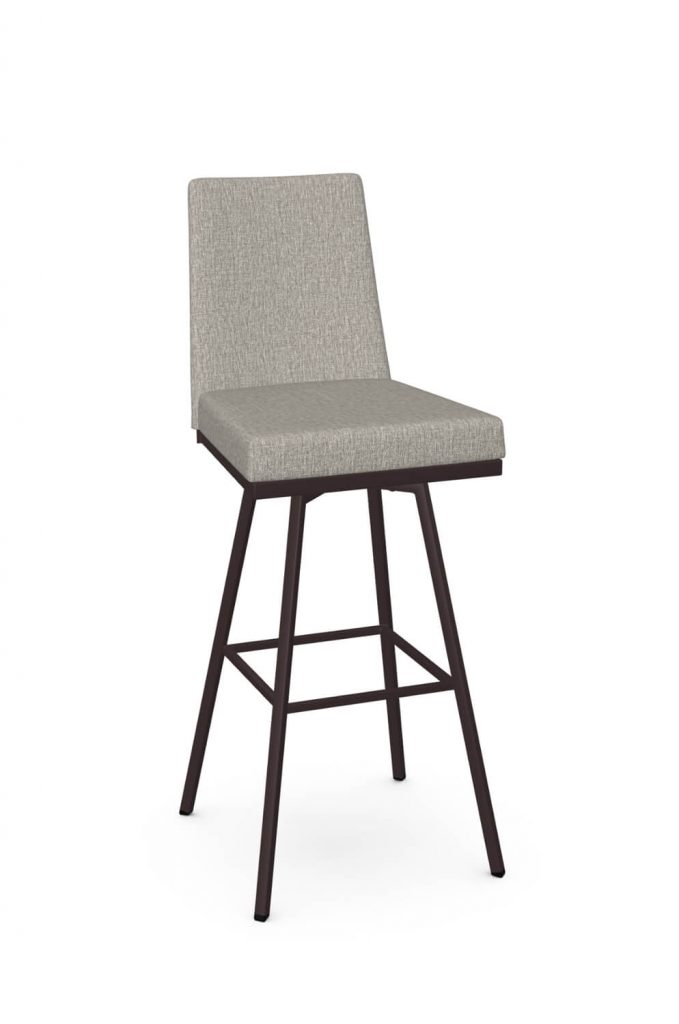 Amisco's Linea Modern Swivel Bar Stool in Brown Metal Finish and Brown Fabric