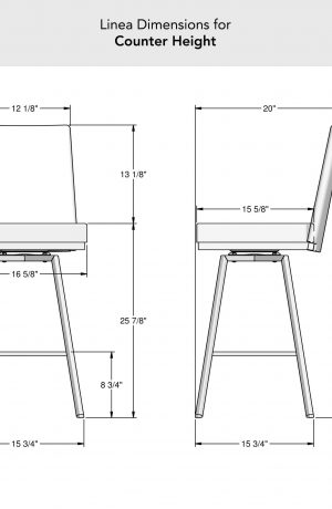 Amisco's Linea Swivel Counter Height Dimensions