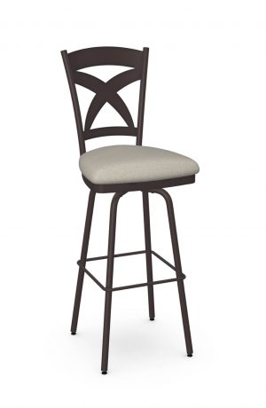 Amisco's Marcus Espresso Brown Swivel Bar Stool with X Back Design