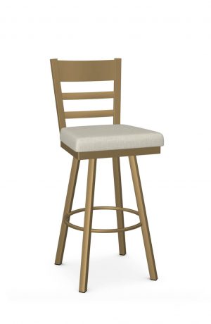 Amisco's Owen Modern Gold Swivel Bar Stool with Ladder Back Design