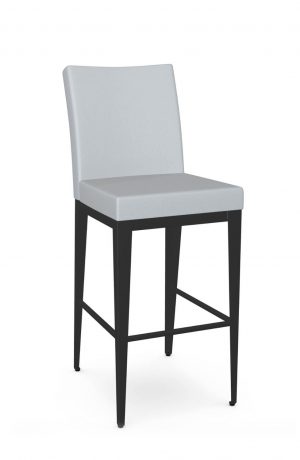 Amisco's Pablo Blue Bar Stool with Back and Metal Legs