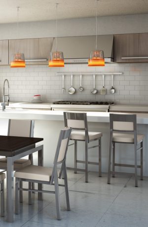 Amisco's Payton Stationary Modern Bar Stool in Modern Open-Concept Kitchen with Stainless Steel Appliances