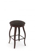 Amisco's Pearl Backless Swivel Bar Stool with Round Seat, Cabriole Legs in Brown Metal Finish and Gray Seat Cushion