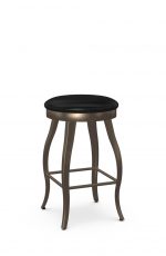 Amisco's Pearl Bronze Backless Swivel Bar Stool with Black Vinyl Seat