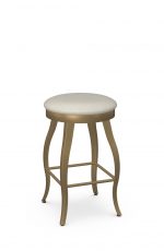 Amisco's Pearl Modern Gold Swivel Backless Bar Stool with Cabriole Legs and Round Seat Cushion