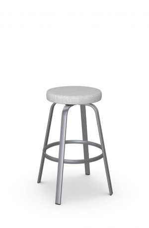 Amisco's Reel Backless Swivel Bar Stool with Round Seat and Silver Metal Base
