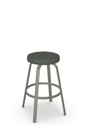 Amisco's Reel Taupe Metal Backless Swivel Bar Stool with Green Seat