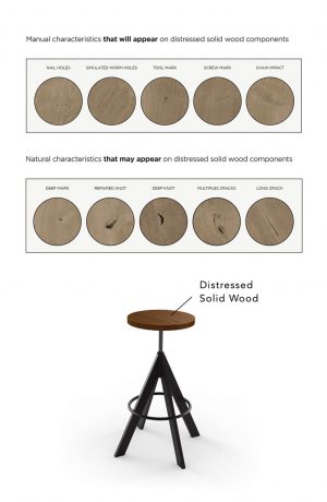 Amisco's Uplift Backless Swivel Bar Stool with Distressed Solid Wood Seat