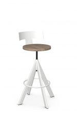 Amisco's Uplift Industrial White Screw Bar Stool in Natural Wood Seat Finish