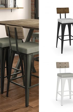 Amisco's Upright Industrial Custom Made Bar Stool with Back