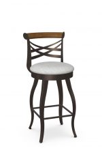 Amisco's Whisky Transitional Metal Swivel Bar Stool with Cross Back Design in Brown