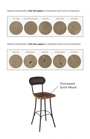 Amisco's Bean Swivel Stool with Distressed Solid Wood Seat