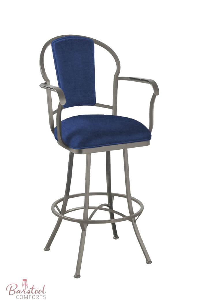 Callee Charleston Swivel Stool W Back Padding Free Callee S Charleston Swivel Stool With Arms In Blue Fabric And Nickel Finish Barstool