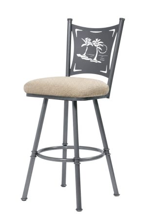 Coastal Bar Stool with Back - Swivel - Creation Collection - Palm Trees - Trica with Fabric