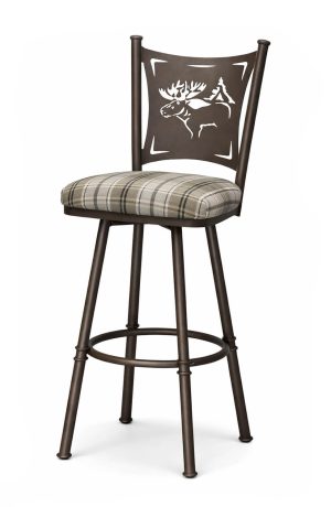 Creation Collection Moose Bar Stool Laser Cut Back in Brown
