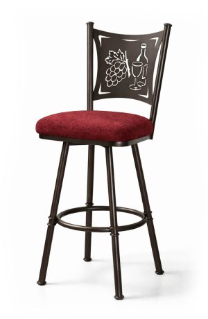 Creation Collection Wine Bar Stool Laser Cut Back with Red Seat Fabric