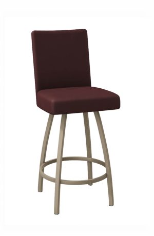 Red Modern Swivel Counter Stool with Back - Taupe Metal Base - Trica Nicholas