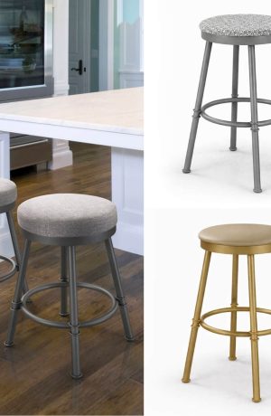 This bar stool is customizable! Select from a variety of finishes and fabrics
