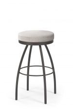 Trica's Adam Backless Swivel Bar Stool in Carbon Metal Finish and Thick Gray Seat Cushion