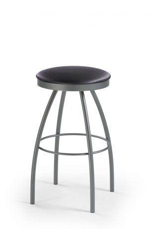 Trica's Adam Backless Swivel Bar Stool with Black Vinyl Round Seat Cushion