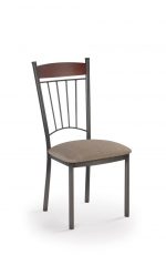 Trica's Allan Dining Chair with Wood Back, Vertical Metal Slats on Back and Seat Cushion