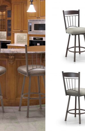 Trica's Allan Traditional Swivel Bar Stool with Wood Back and Metal Frame - Custom Made