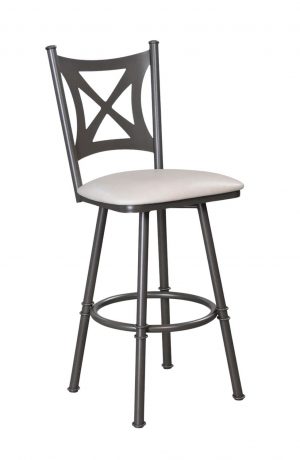 Trica's Aramis Gray Swivel Bar Stool with X Back