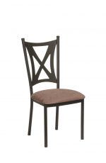 Trica's Aramis Modern Dining Chair in Champagne Silver Metal and Brown Fabric