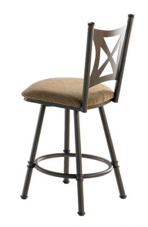Trica's Aramis Swivel Counter Stool with Cross Back Design and Upholstered Seat