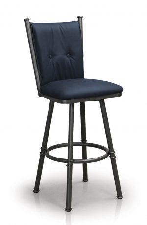 Trica's Arthur Swivel Bar Stool in Blue Leather