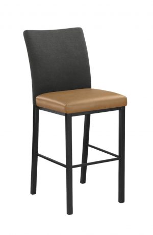 Trica's Biscaro Black Modern Stationary Bar Stool with Saddle Brown Vinyl