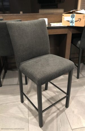 Trica's Biscaro Counter Height Stationary Upholstered Gray Barstool