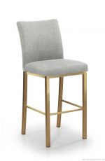Trica's Biscaro Gold Bar Stool with Gray Seat and Back Cushion
