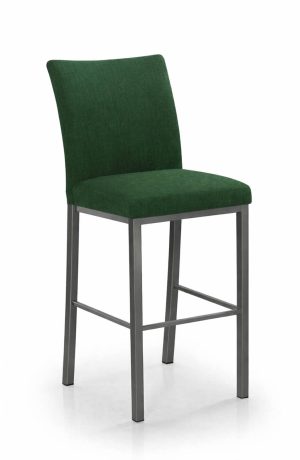 Trica's Biscaro Gray Metal Modern Bar Stool with Green Fabric