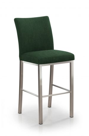 Trica's Biscaro Modern Brushed Steel Bar Stool in Green Fabric