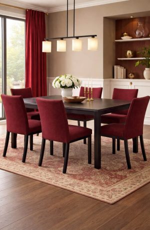 Trica's Biscaro Modern Red Dining Chairs in Red Rich Dining Room