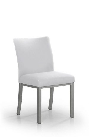 Trica's Biscaro Platinum Metal Dining Chair in White Leather