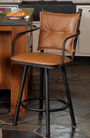 Trica Creation Collection 2 Swivel Stool with Arms and Button-Tufted Back
